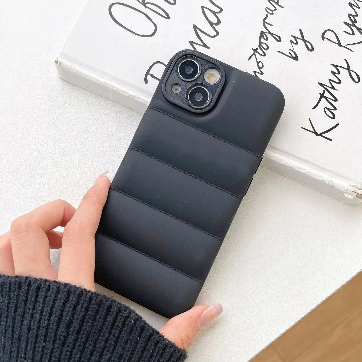 Luxury Candy Color Down Jacket The Puffer Phone Case For iPhone 16 15 14 13 12 11 Pro Mini Xs Max X Xr 8 Puls Soft Leather Cover