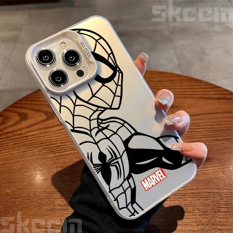 Marvel Logo Phone Case for iPhone 16 Pro Max 14 15 11 12 13 7 8 Plus XR X XS Spiderman Ironman Shockproof IMD Hard Cover