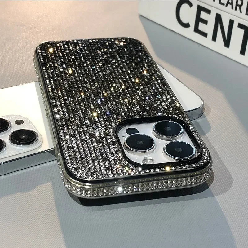 Luxury Case Full Shinny Diamond Bumper Frame Cover for iPhone 11 12 13 14 15 16 Pro/Pro Max X Xs Xr