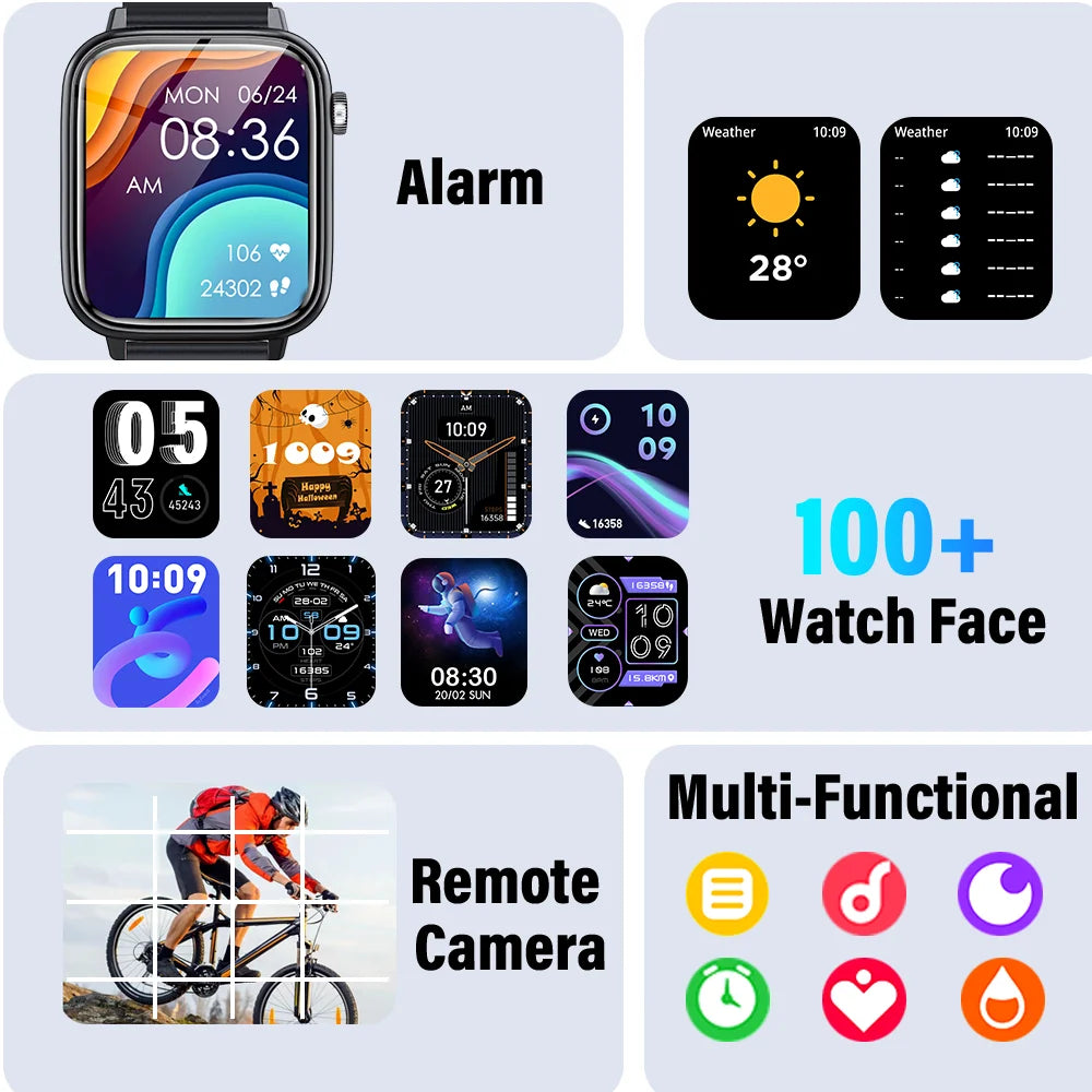 Bluetooth Talk Smart Watch Message Reminder Sleep Monitoring IP68 Waterproof 100+ Sport Mode Smart Watch Android IOS