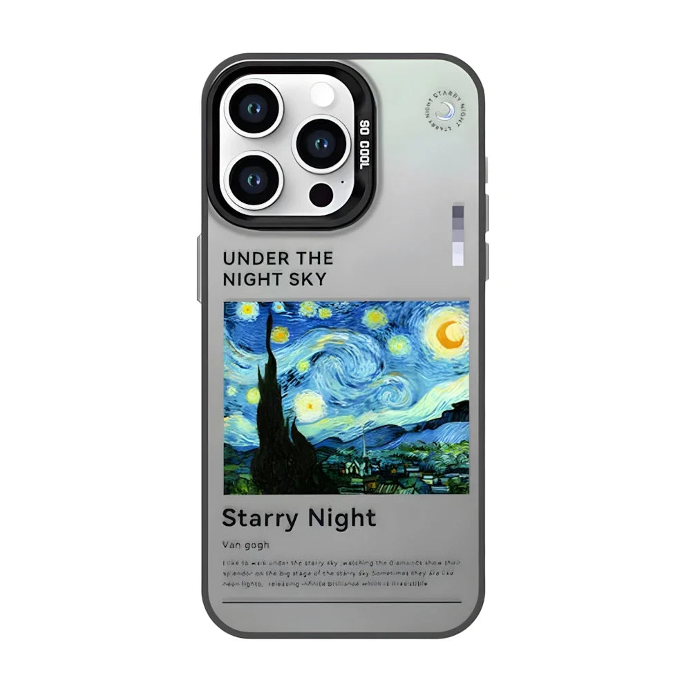 Van Gogh Starry Night Matching Case for iPhone 16 15 11 12 13 14 Pro Max XR 8 Plus Dual Layer Hard IMD Plastic Cover for Couple