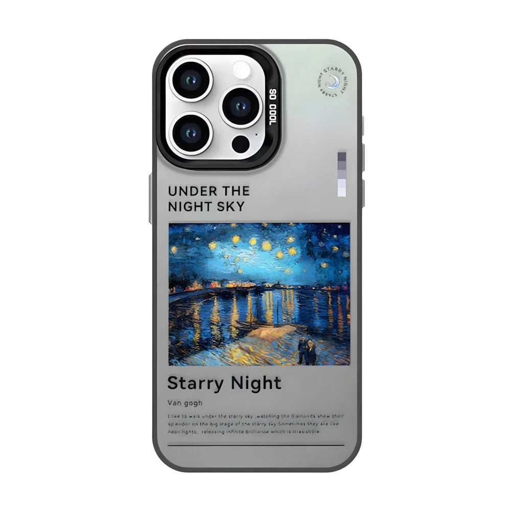 Van Gogh Starry Night Matching Case for iPhone 16 15 11 12 13 14 Pro Max XR 8 Plus Dual Layer Hard IMD Plastic Cover for Couple