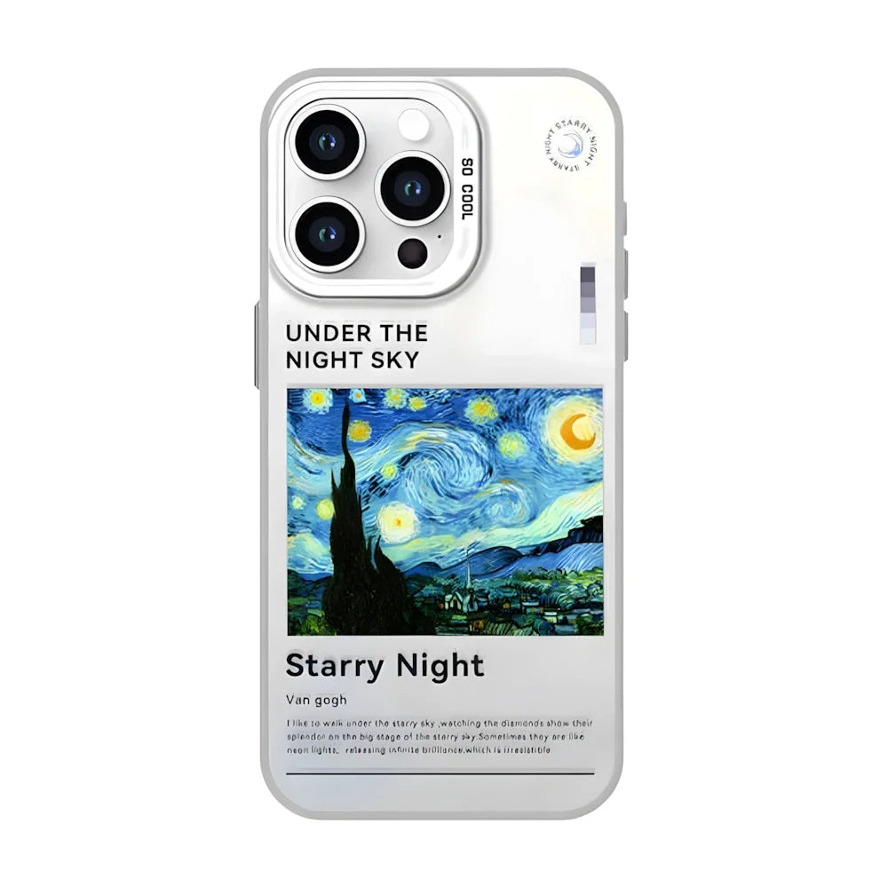 Van Gogh Starry Night Matching Case for iPhone 16 15 11 12 13 14 Pro Max XR 8 Plus Dual Layer Hard IMD Plastic Cover for Couple