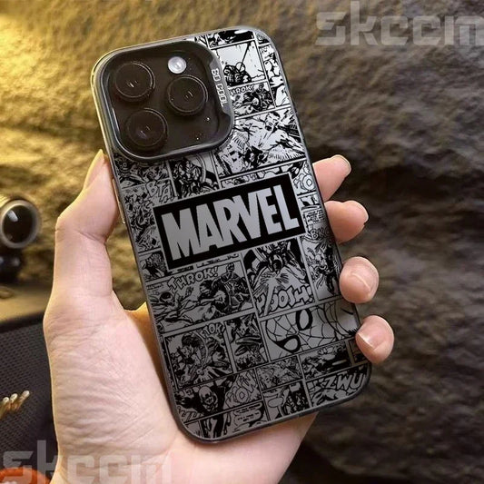 Marvel Logo Phone Case for iPhone 16 Pro Max 14 15 11 12 13 7 8 Plus XR X XS Spiderman Ironman Shockproof IMD Hard Cover