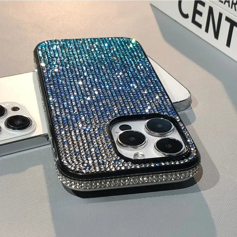 Luxury Case Full Shinny Diamond Bumper Frame Cover for iPhone 11 12 13 14 15 16 Pro/Pro Max X Xs Xr