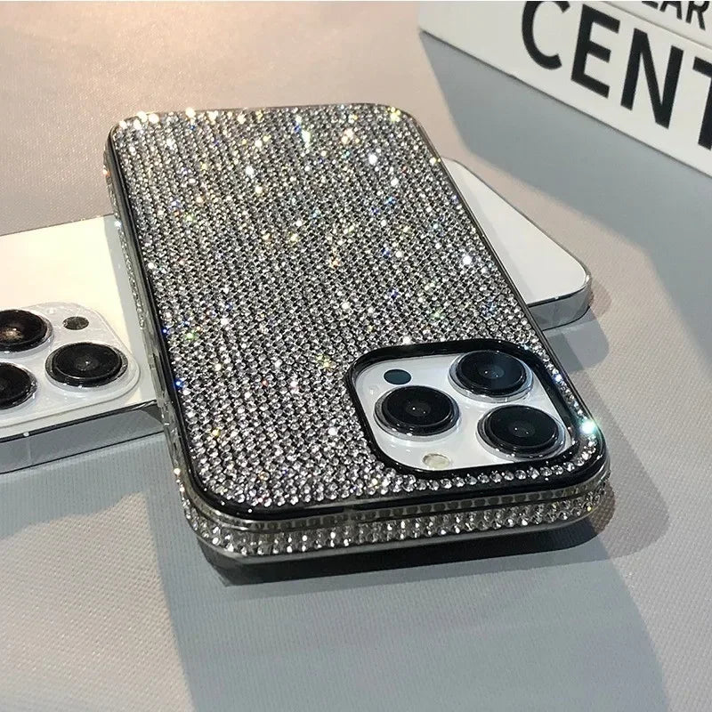 Luxury Case Full Shinny Diamond Bumper Frame Cover for iPhone 11 12 13 14 15 16 Pro/Pro Max X Xs Xr