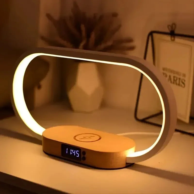 Wireless Charger Multifunction  Pad Stand Clock LED Desk Lamp Night Light USB Port Fast Charging Station Dock For iPhone Samsung