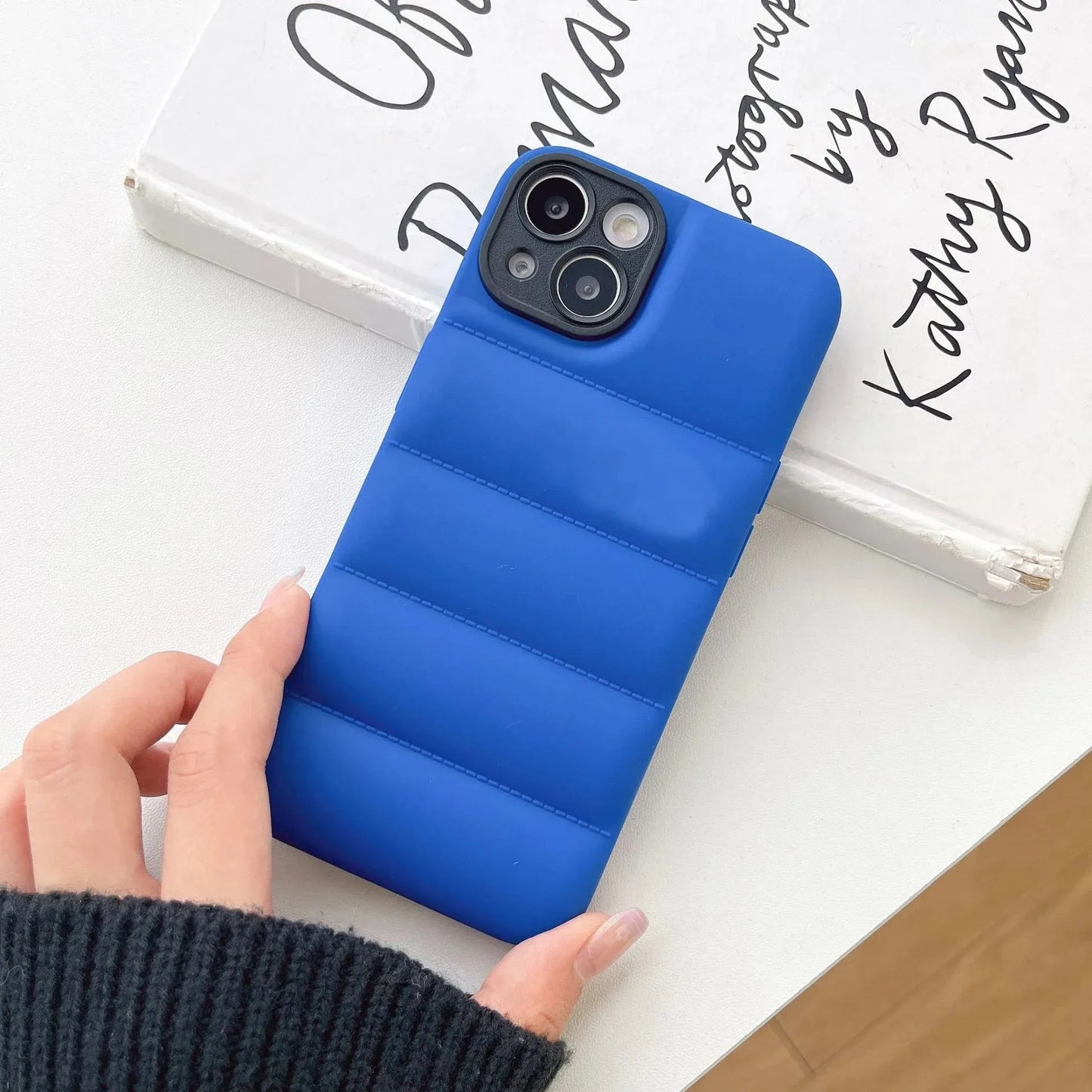 Luxury Candy Color Down Jacket The Puffer Phone Case For iPhone 16 15 14 13 12 11 Pro Mini Xs Max X Xr 8 Puls Soft Leather Cover