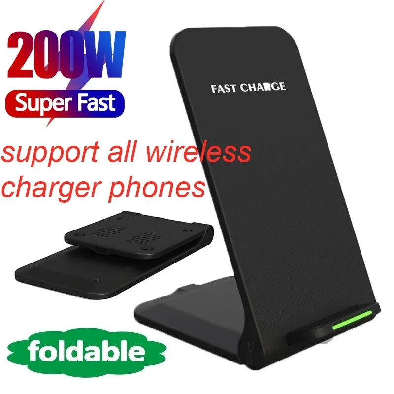 200W Wireless Charger For iPhone 12-13-14-15  Pro/Pro Max Phone Stand Fast Charging Charger for Samsung Note 20/10 S21 Ultra Foldable