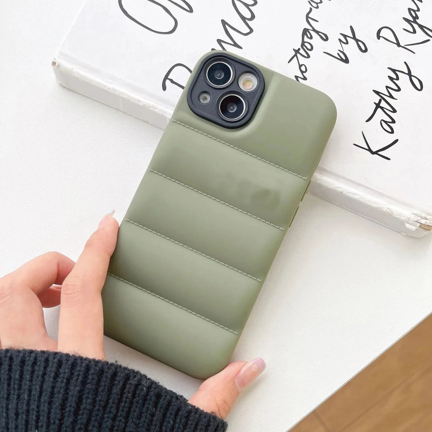 Luxury Candy Color Down Jacket The Puffer Phone Case For iPhone 16 15 14 13 12 11 Pro Mini Xs Max X Xr 8 Puls Soft Leather Cover